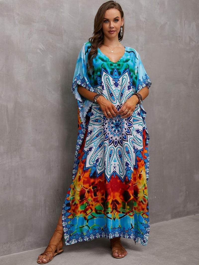IMAGEKOPE Kaftan Dresses for Women Plus Size Bathing Suit Cover up Caftan Maxi Beach Dresses - Image 1